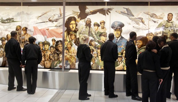 Lambert rededicates its "Black Americans In Flight" mural